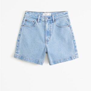 Abercrombie & Fitch High Rise Dad Shorts Mid Length Light Blue Jean Denim 29 8